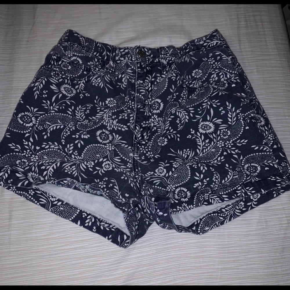 Rare Vintage Guess Damask High Waisted Blue Shorts
